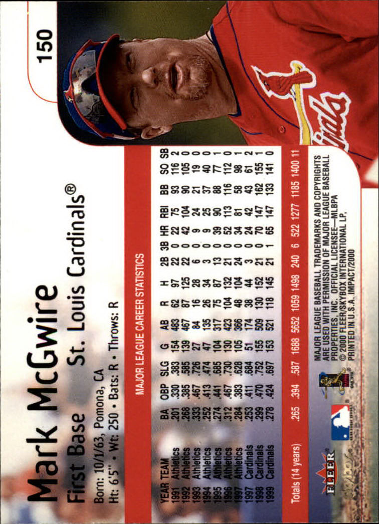 2000 Impact (Skybox) Baseball "Main Set" Cards #1 to #200 - Picture 301 of 401