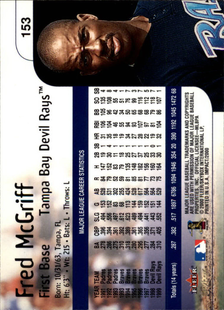 2000 Impact (Skybox) Baseball "Main Set" Cards #1 to #200 - Picture 307 of 401