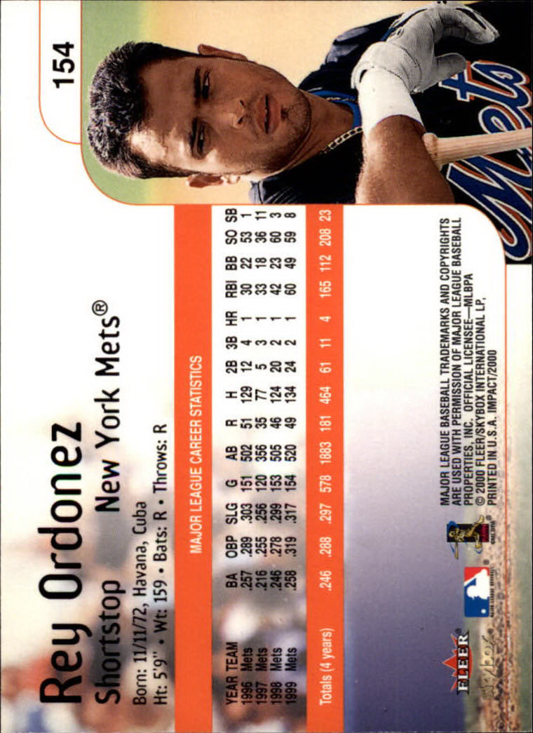 2000 Impact (Skybox) Baseball "Main Set" Cards #1 to #200 - Picture 309 of 401