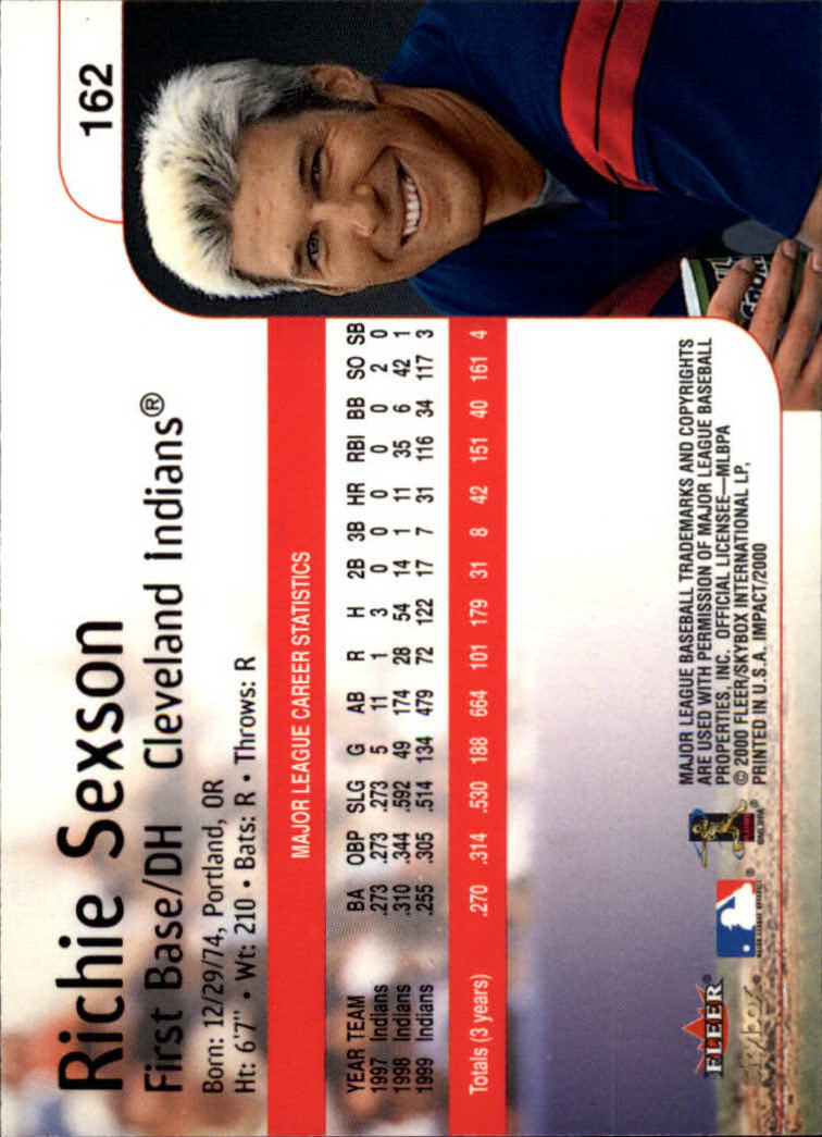 2000 Impact (Skybox) Baseball "Main Set" Cards #1 to #200 - Picture 325 of 401