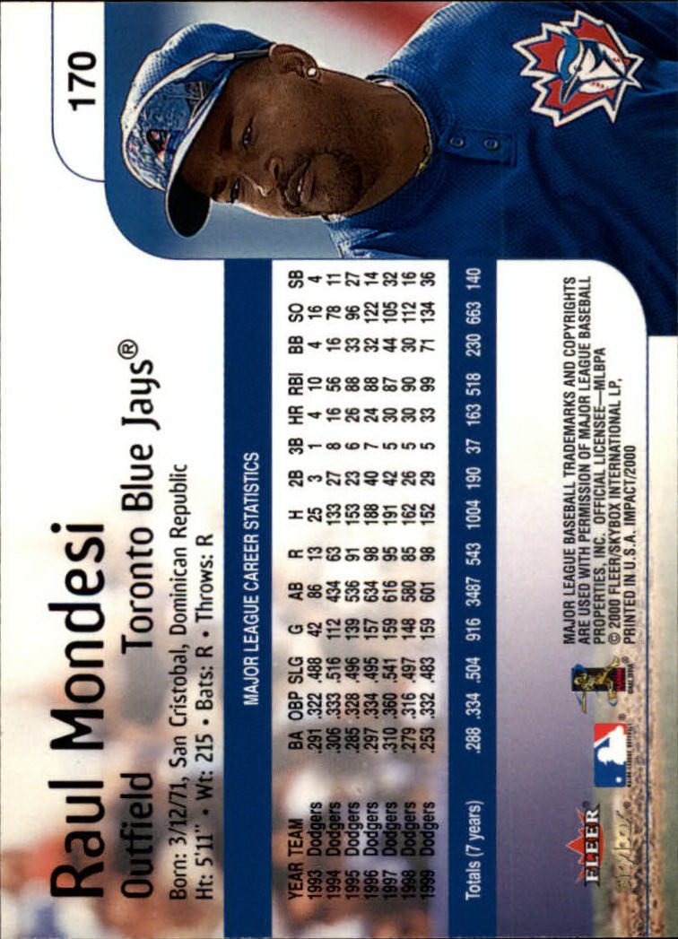 2000 Impact (Skybox) Baseball "Main Set" Cards #1 to #200 - Picture 341 of 401