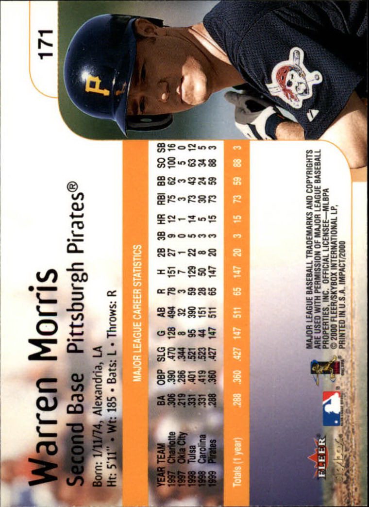 2000 Impact (Skybox) Baseball "Main Set" Cards #1 to #200 - Picture 343 of 401
