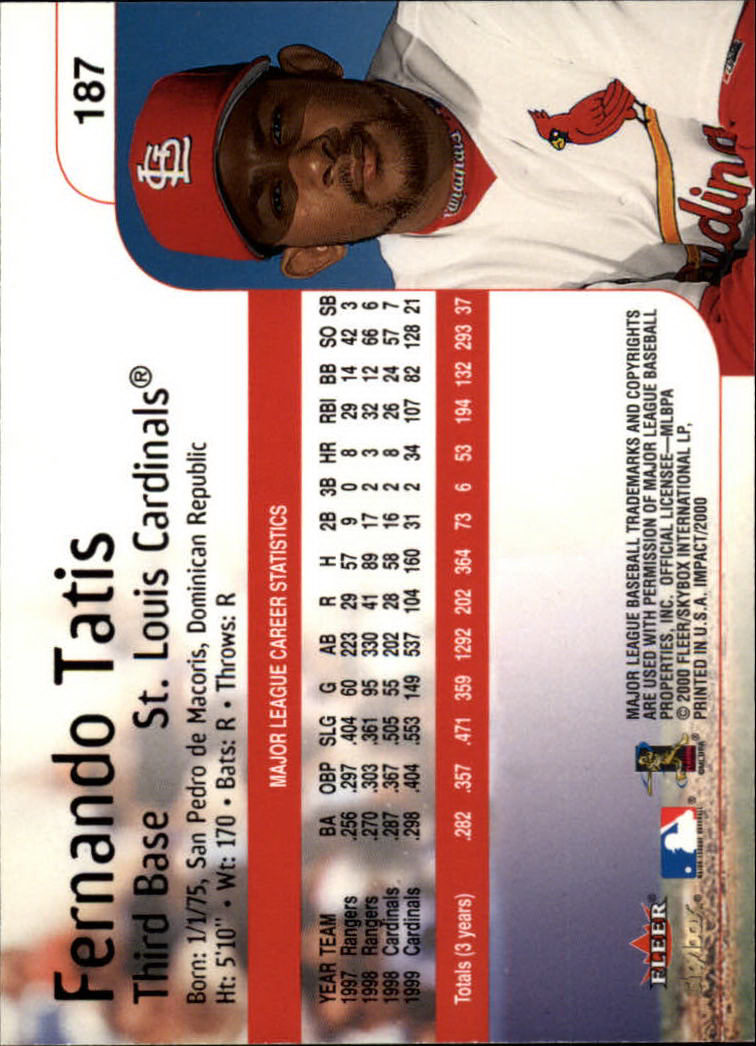 2000 Impact (Skybox) Baseball "Main Set" Cards #1 to #200 - Picture 375 of 401