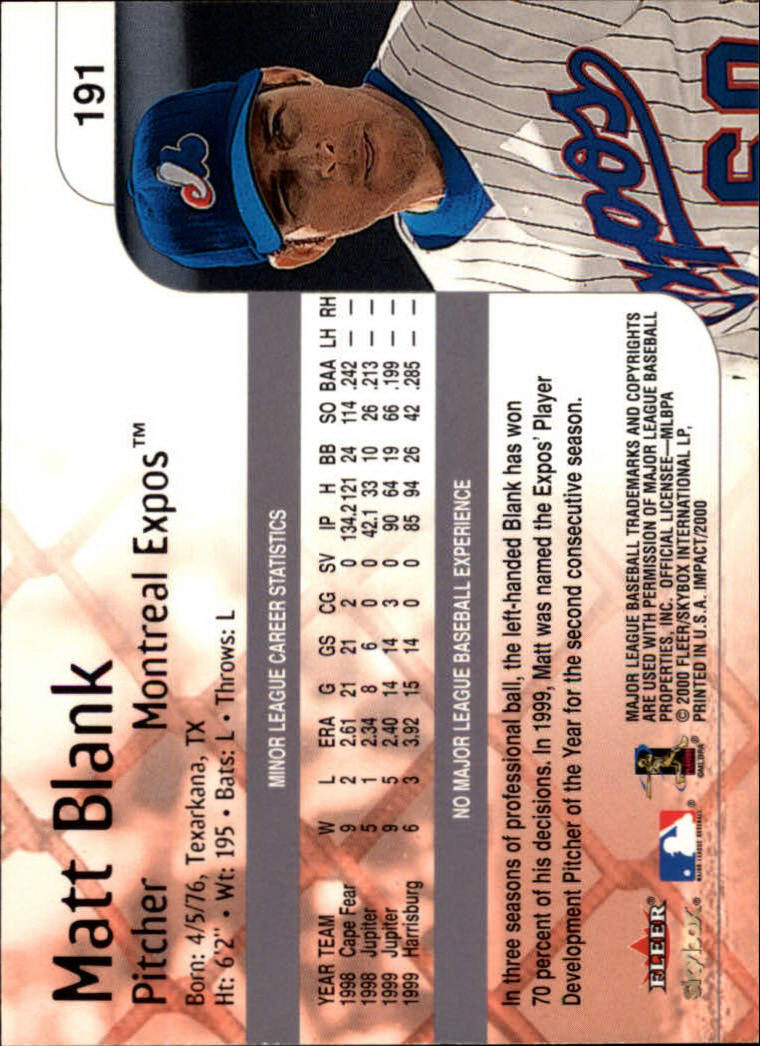 2000 Impact (Skybox) Baseball "Main Set" Cards #1 to #200 - Picture 383 of 401