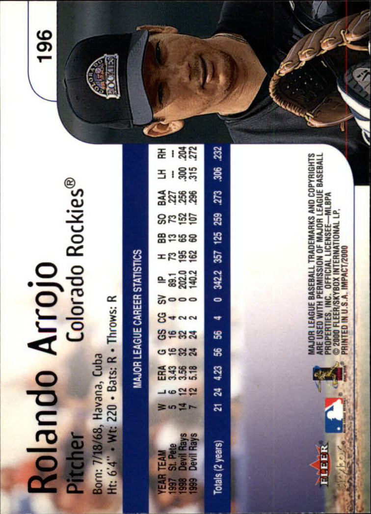 2000 Impact (Skybox) Baseball "Main Set" Cards #1 to #200 - Picture 393 of 401