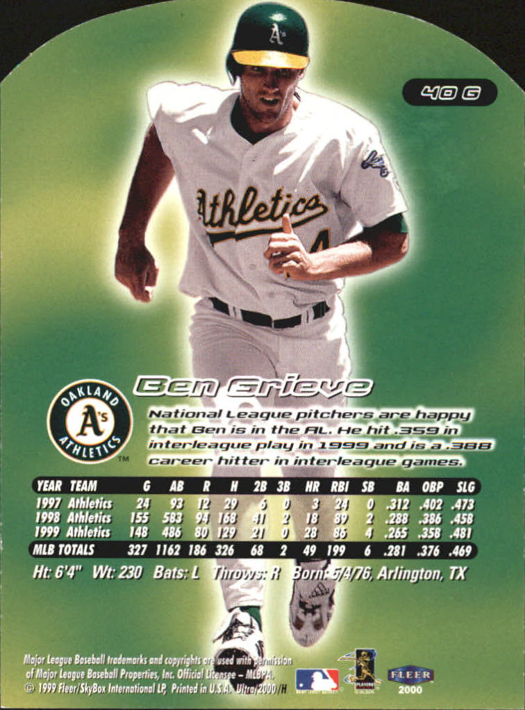 2000 Ultra (Fleer) Baseball "Gold and Platinum Medallion" Parallel Cards - Picture 67 of 323