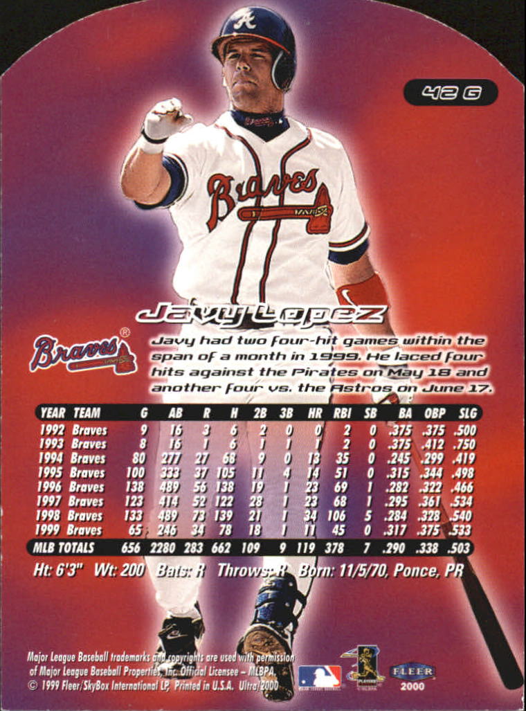 2000 Ultra (Fleer) Baseball "Gold and Platinum Medallion" Parallel Cards - Picture 71 of 323