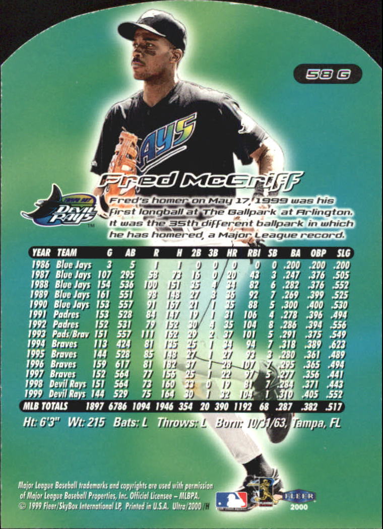2000 Ultra (Fleer) Baseball "Gold and Platinum Medallion" Parallel Cards - Picture 93 of 323