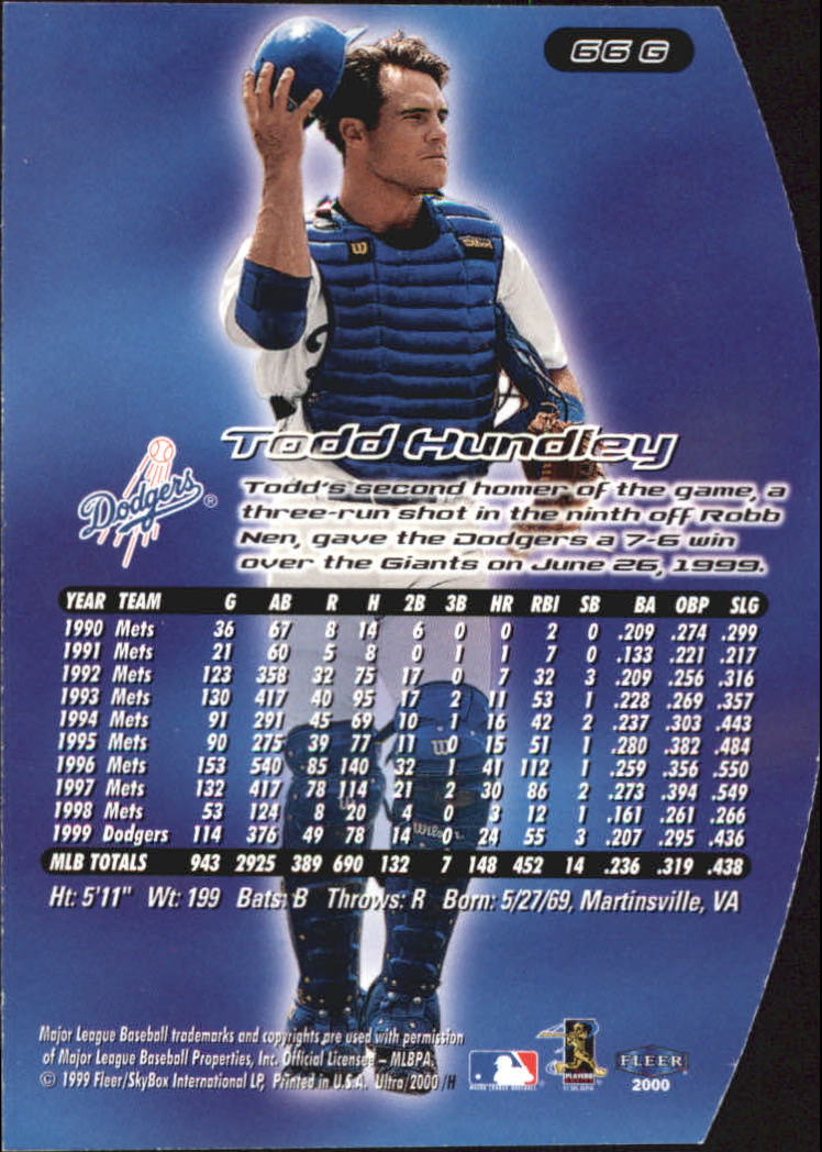 2000 Ultra (Fleer) Baseball "Gold and Platinum Medallion" Parallel Cards - Picture 105 of 323