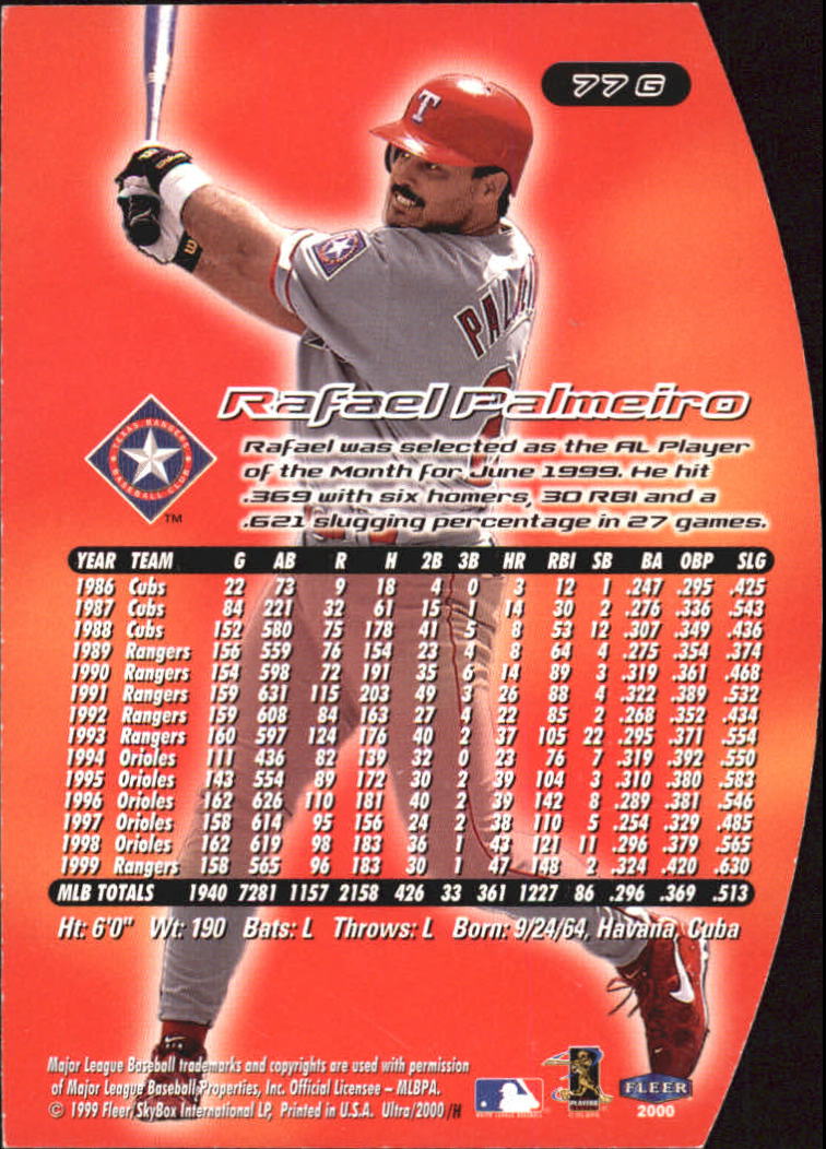 2000 Ultra (Fleer) Baseball "Gold and Platinum Medallion" Parallel Cards - Picture 121 of 323