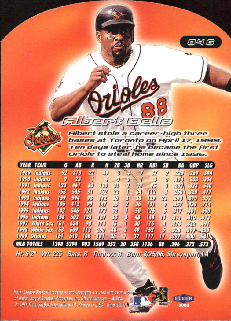 2000 Ultra (Fleer) Baseball "Gold and Platinum Medallion" Parallel Cards - Picture 131 of 323