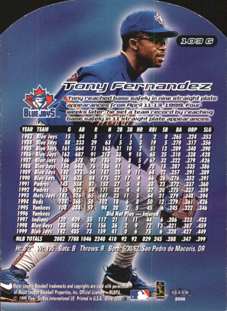 2000 Ultra (Fleer) Baseball "Gold and Platinum Medallion" Parallel Cards - Picture 149 of 323