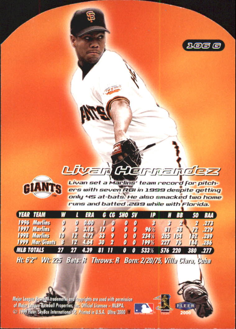 2000 Ultra (Fleer) Baseball "Gold and Platinum Medallion" Parallel Cards - Picture 153 of 323