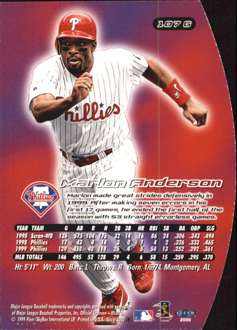2000 Ultra (Fleer) Baseball "Gold and Platinum Medallion" Parallel Cards - Picture 155 of 323