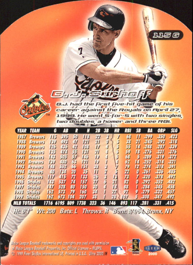 2000 Ultra (Fleer) Baseball "Gold and Platinum Medallion" Parallel Cards - Picture 165 of 323