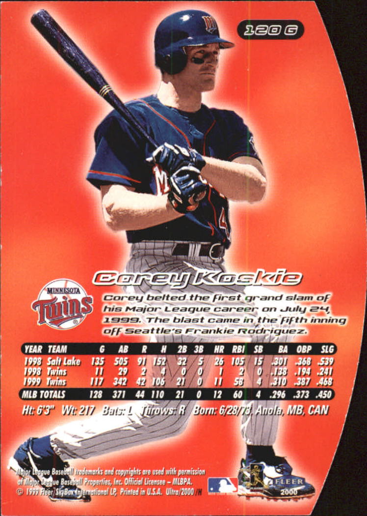 2000 Ultra (Fleer) Baseball "Gold and Platinum Medallion" Parallel Cards - Picture 175 of 323