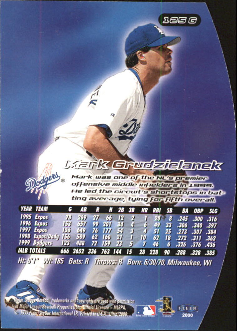 2000 Ultra (Fleer) Baseball "Gold and Platinum Medallion" Parallel Cards - Picture 183 of 323