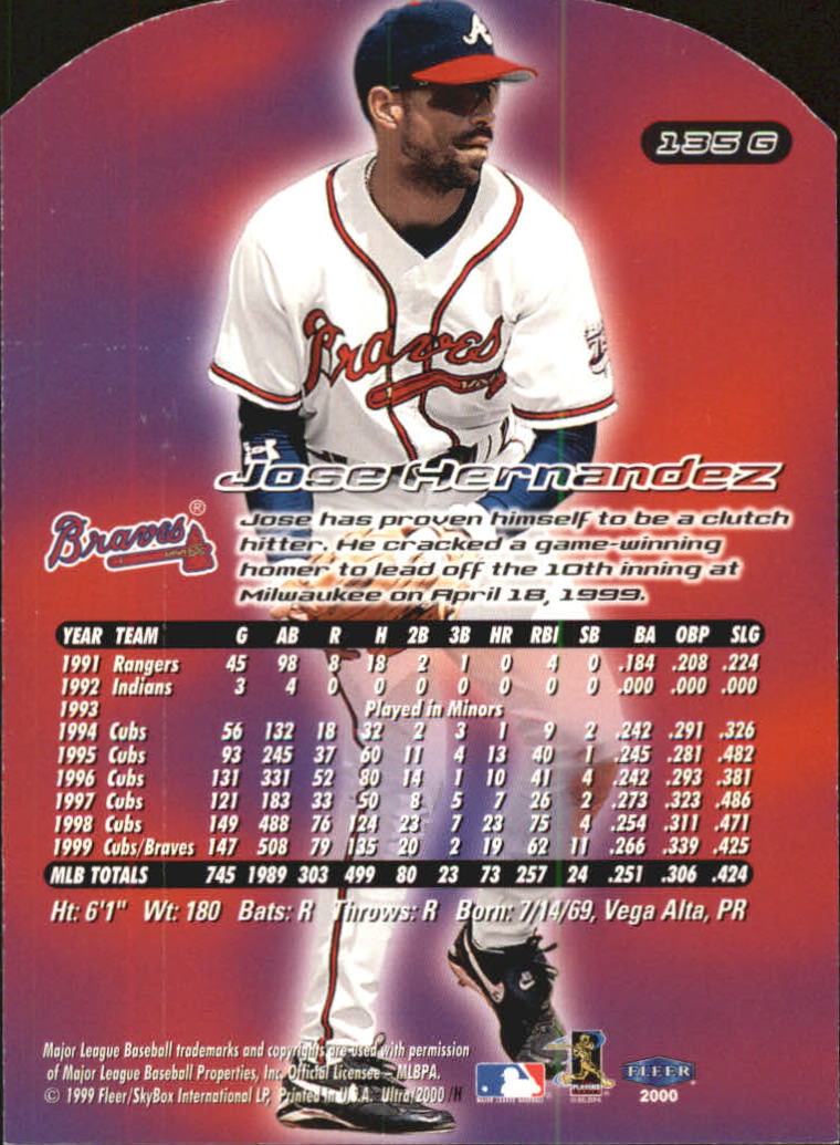 2000 Ultra (Fleer) Baseball "Gold and Platinum Medallion" Parallel Cards - Picture 201 of 323
