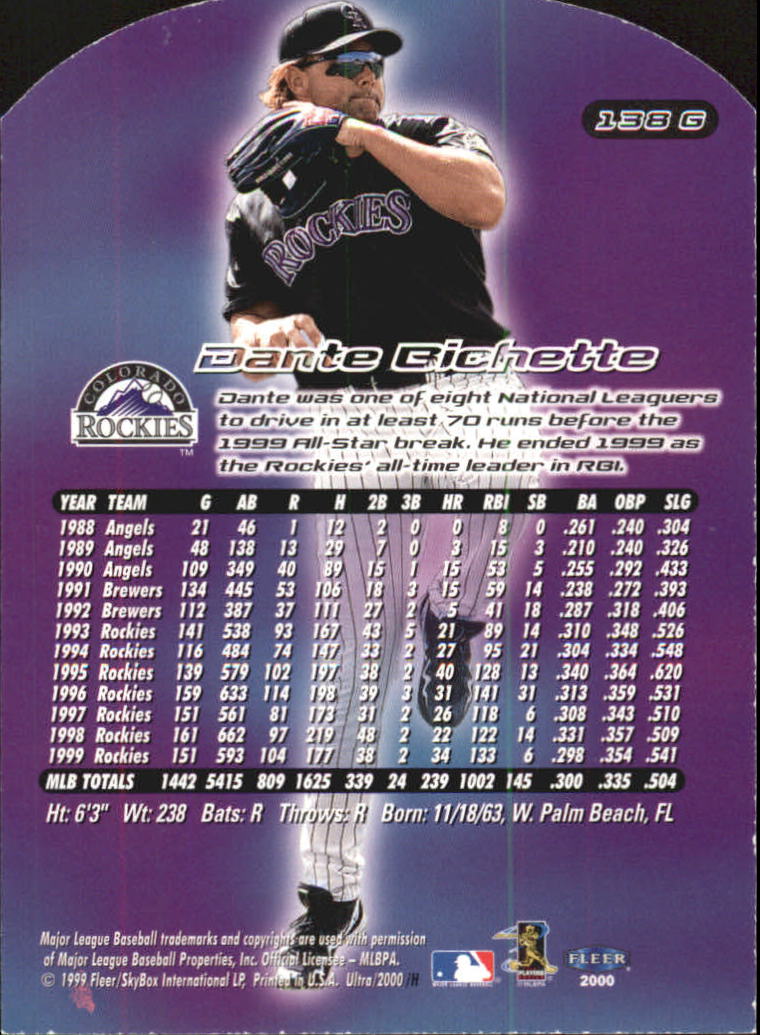 2000 Ultra (Fleer) Baseball "Gold and Platinum Medallion" Parallel Cards - Picture 207 of 323