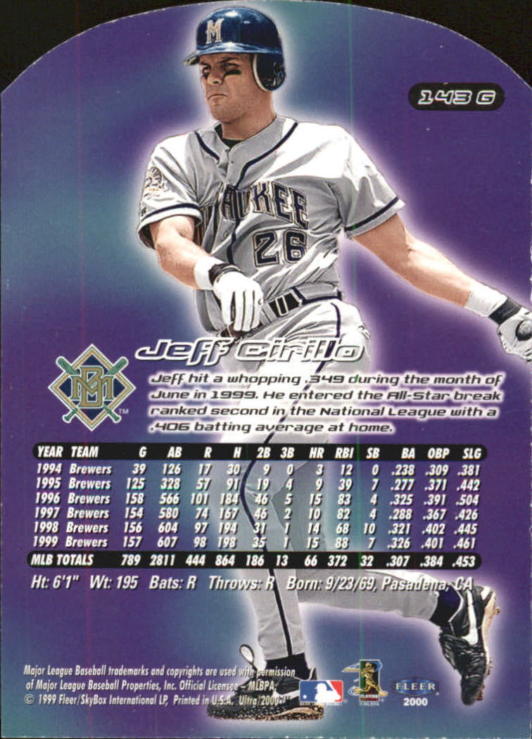 2000 Ultra (Fleer) Baseball "Gold and Platinum Medallion" Parallel Cards - Picture 215 of 323