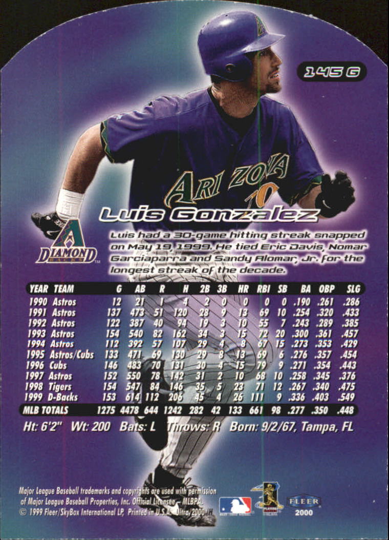 2000 Ultra (Fleer) Baseball "Gold and Platinum Medallion" Parallel Cards - Picture 219 of 323