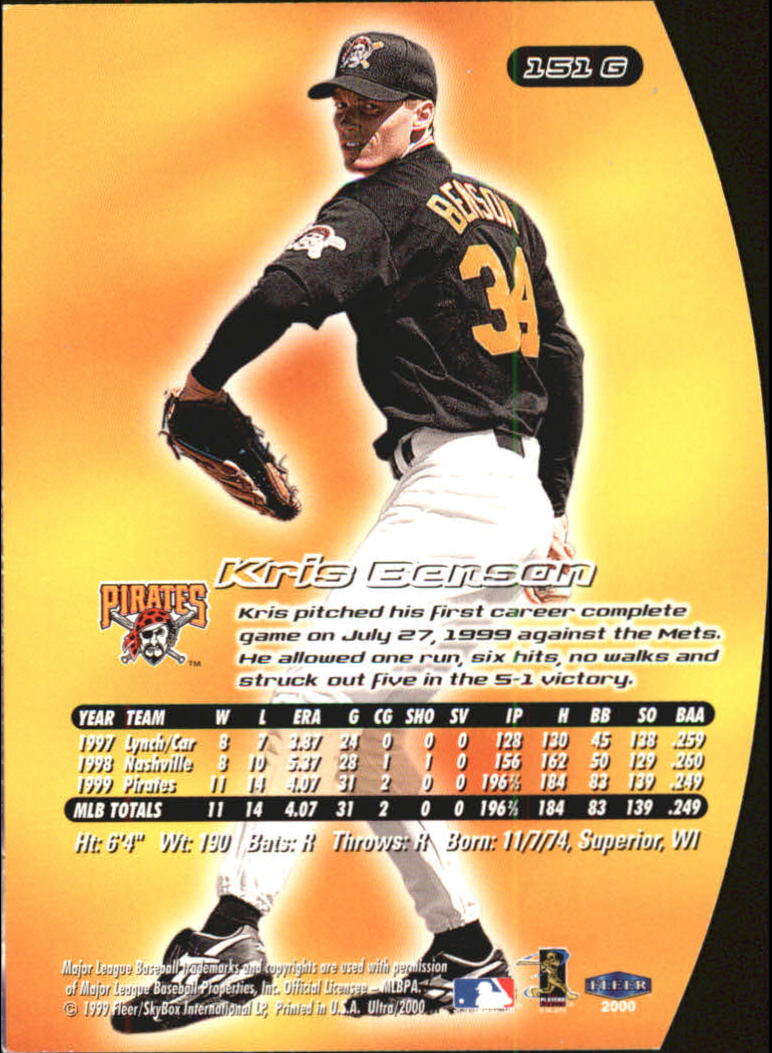 2000 Ultra (Fleer) Baseball "Gold and Platinum Medallion" Parallel Cards - Picture 227 of 323