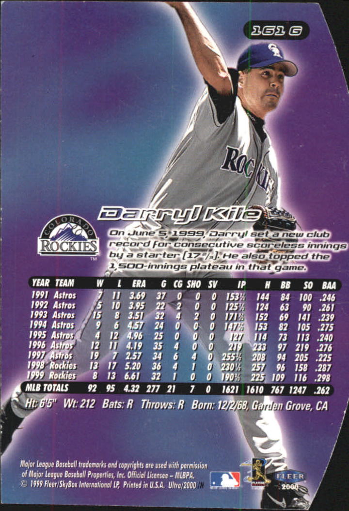 2000 Ultra (Fleer) Baseball "Gold and Platinum Medallion" Parallel Cards - Picture 241 of 323