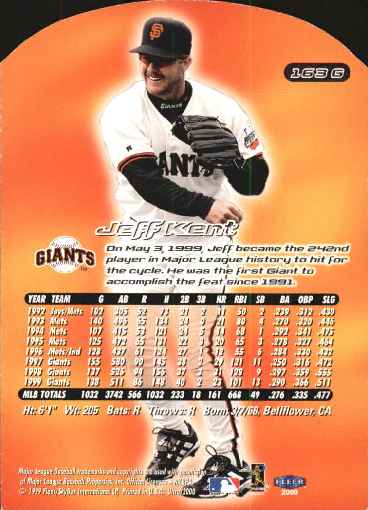 2000 Ultra (Fleer) Baseball "Gold and Platinum Medallion" Parallel Cards - Picture 243 of 323