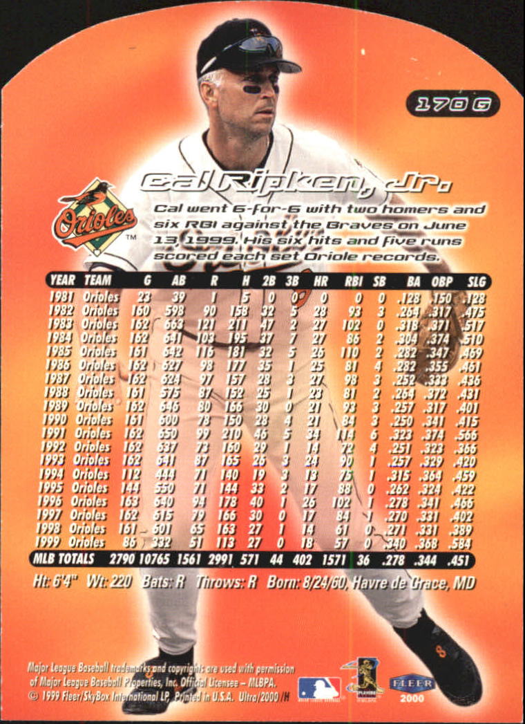 2000 Ultra (Fleer) Baseball "Gold and Platinum Medallion" Parallel Cards - Picture 257 of 323