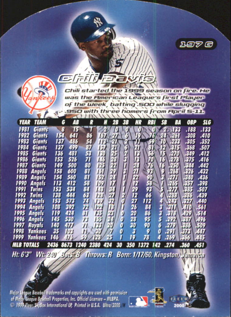 2000 Ultra (Fleer) Baseball "Gold and Platinum Medallion" Parallel Cards - Picture 280 of 323