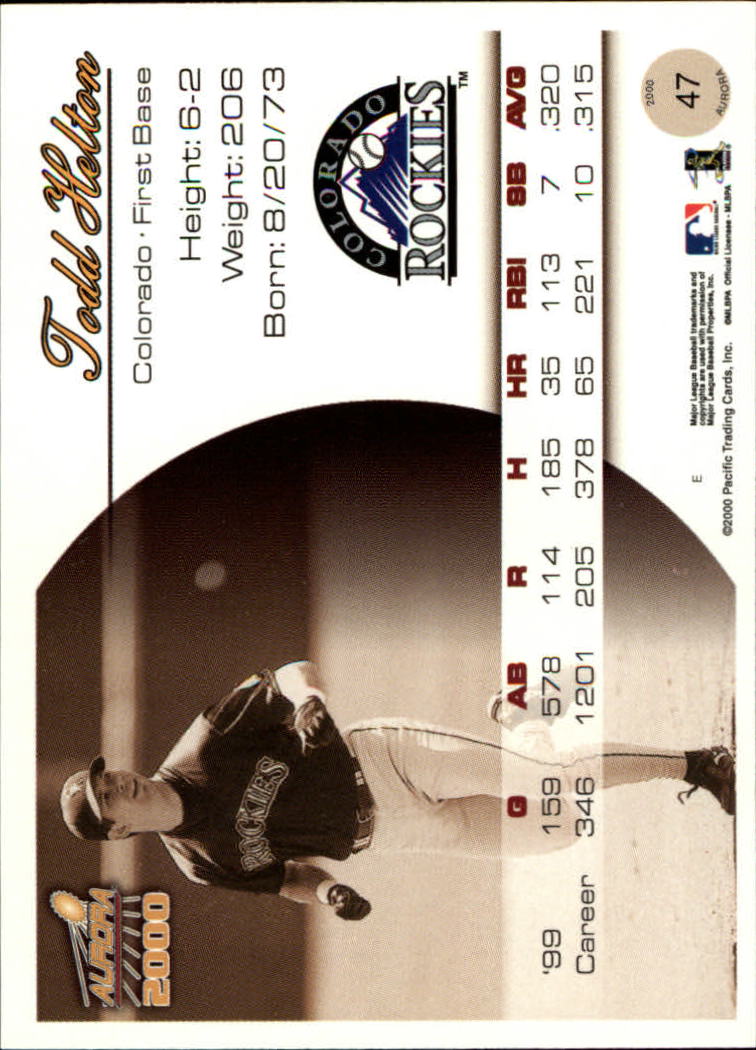 2000 Aurora Baseball Card Pick - Picture 91 of 281