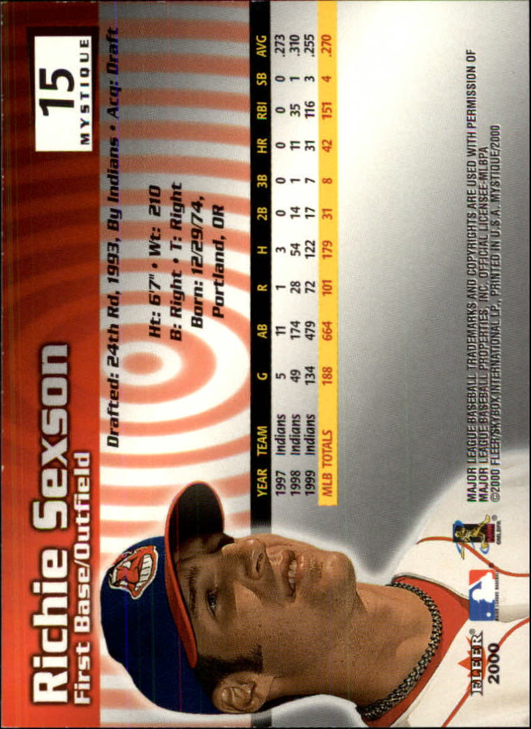 2000 Fleer Mystique Baseball "Main Set" Cards Veterans and Prospects - Picture 23 of 227