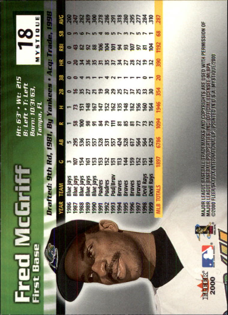 2000 Fleer Mystique Baseball "Main Set" Cards Veterans and Prospects - Picture 29 of 227