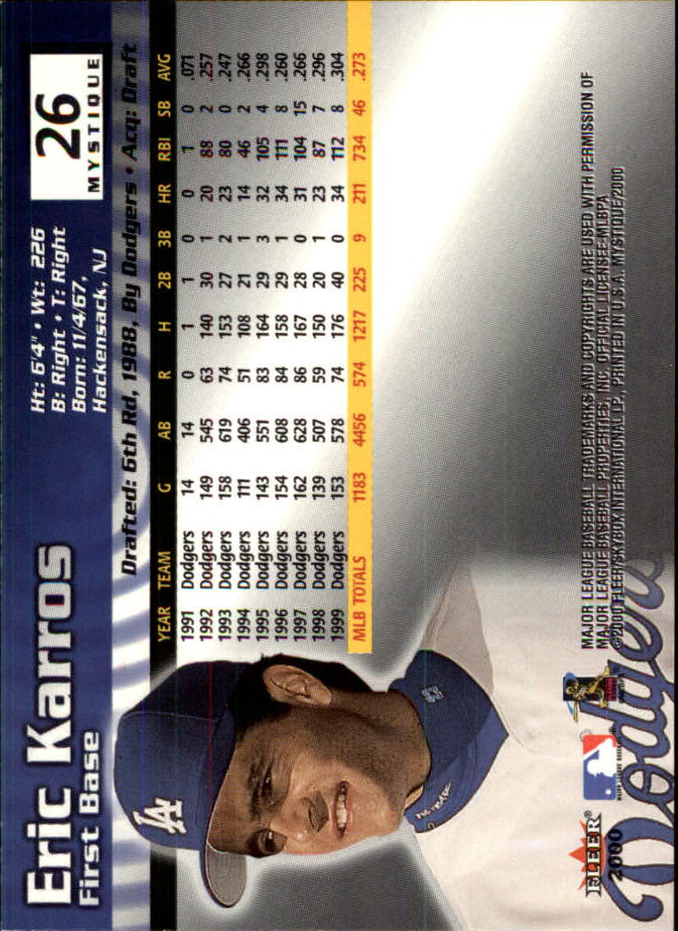 2000 Fleer Mystique Baseball "Main Set" Cards Veterans and Prospects - Picture 41 of 227
