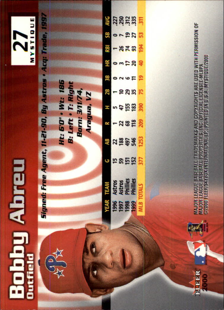 2000 Fleer Mystique Baseball "Main Set" Cards Veterans and Prospects - Picture 43 of 227
