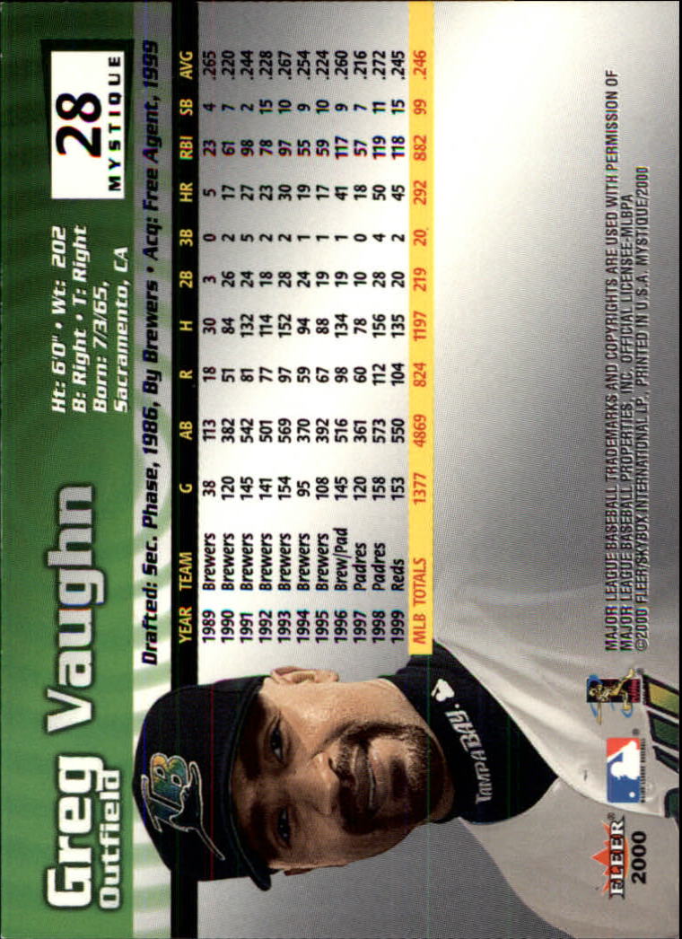 2000 Fleer Mystique Baseball "Main Set" Cards Veterans and Prospects - Picture 45 of 227