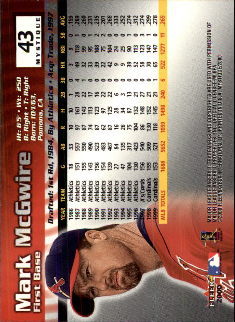2000 Fleer Mystique Baseball "Main Set" Cards Veterans and Prospects - Picture 67 of 227