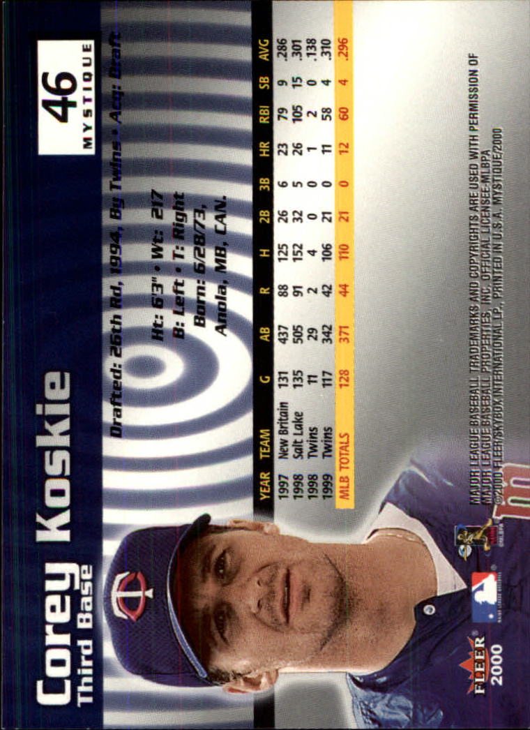2000 Fleer Mystique Baseball "Main Set" Cards Veterans and Prospects - Picture 73 of 227