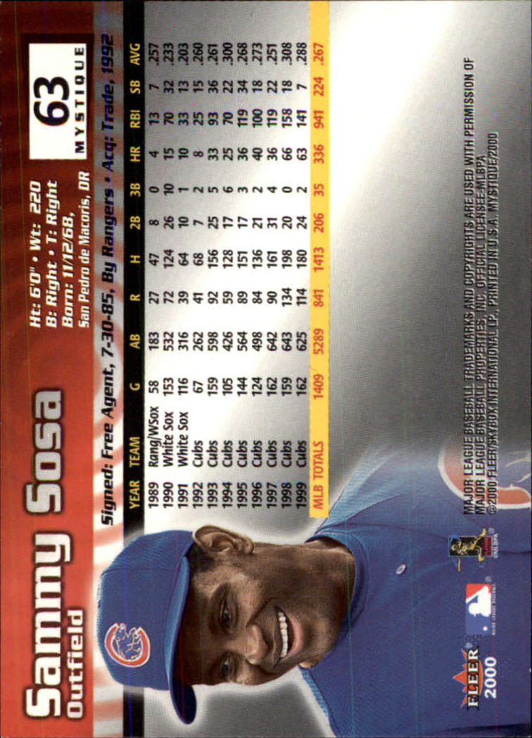 2000 Fleer Mystique Baseball "Main Set" Cards Veterans and Prospects - Picture 101 of 227