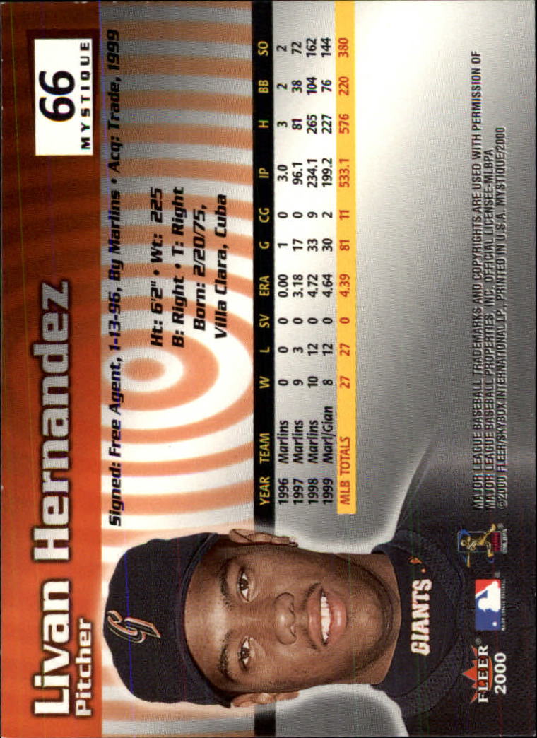 2000 Fleer Mystique Baseball "Main Set" Cards Veterans and Prospects - Picture 107 of 227
