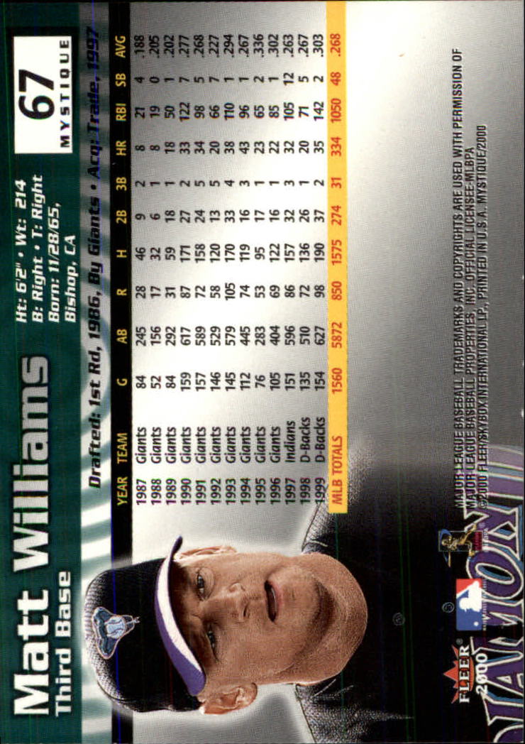 2000 Fleer Mystique Baseball "Main Set" Cards Veterans and Prospects - Picture 109 of 227