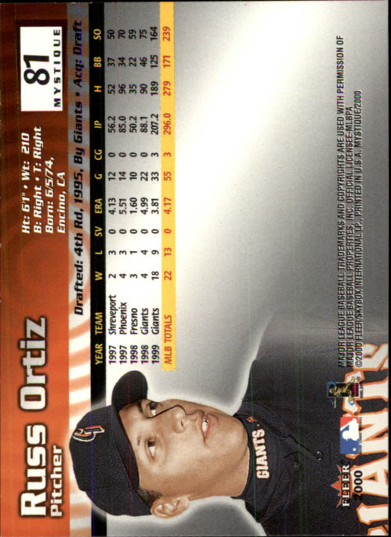 2000 Fleer Mystique Baseball "Main Set" Cards Veterans and Prospects - Picture 135 of 227