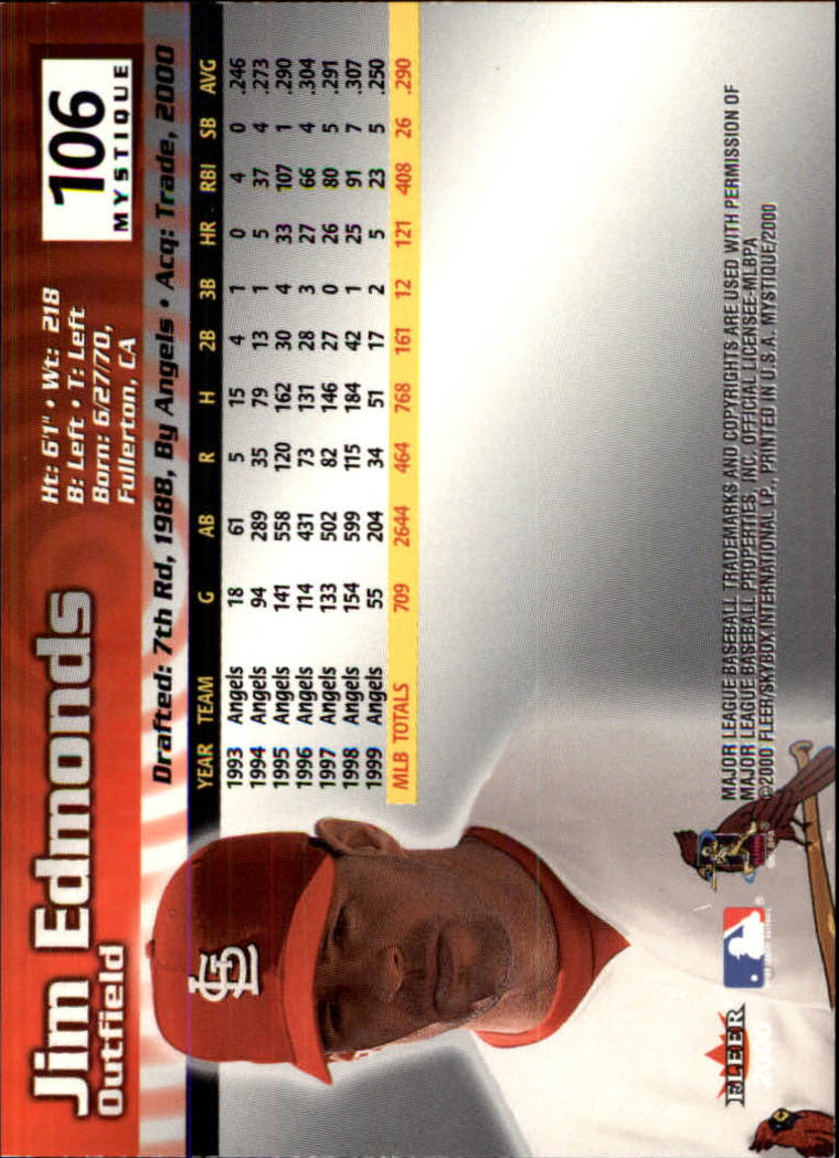 2000 Fleer Mystique Baseball "Main Set" Cards Veterans and Prospects - Picture 175 of 227