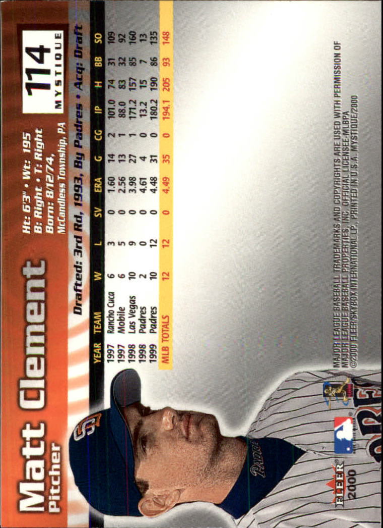 2000 Fleer Mystique Baseball "Main Set" Cards Veterans and Prospects - Picture 187 of 227
