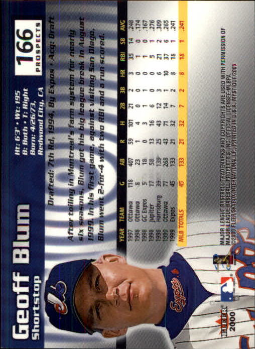 2000 Fleer Mystique Baseball "Main Set" Cards Veterans and Prospects - Picture 221 of 227
