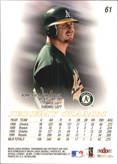 2000 Skybox Baseball "Main Set" Cards #1 to #200 Veterans - Picture 123 of 401