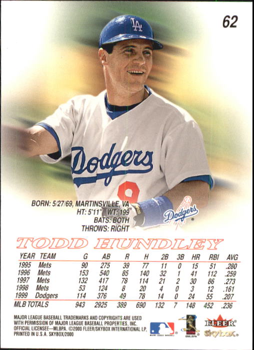 2000 Skybox Baseball "Main Set" Cards #1 to #200 Veterans - Picture 125 of 401