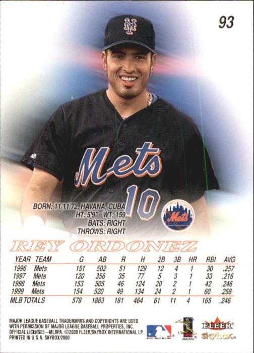 2000 Skybox Baseball "Main Set" Cards #1 to #200 Veterans - Picture 187 of 401