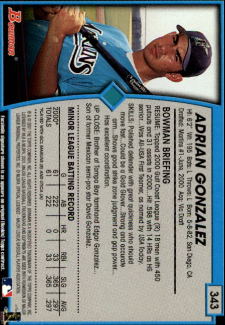 A1771- 2001 Bowman Baseball Cards 251-440 +Inserts -You Pick- 15+ FREE US SHIP - Picture 167 of 343