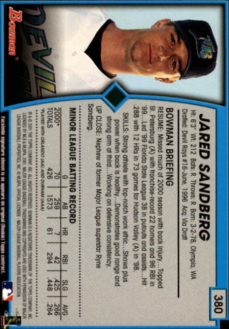 A1771- 2001 Bowman Baseball Cards 251-440 +Inserts -You Pick- 15+ FREE US SHIP - Picture 231 of 343